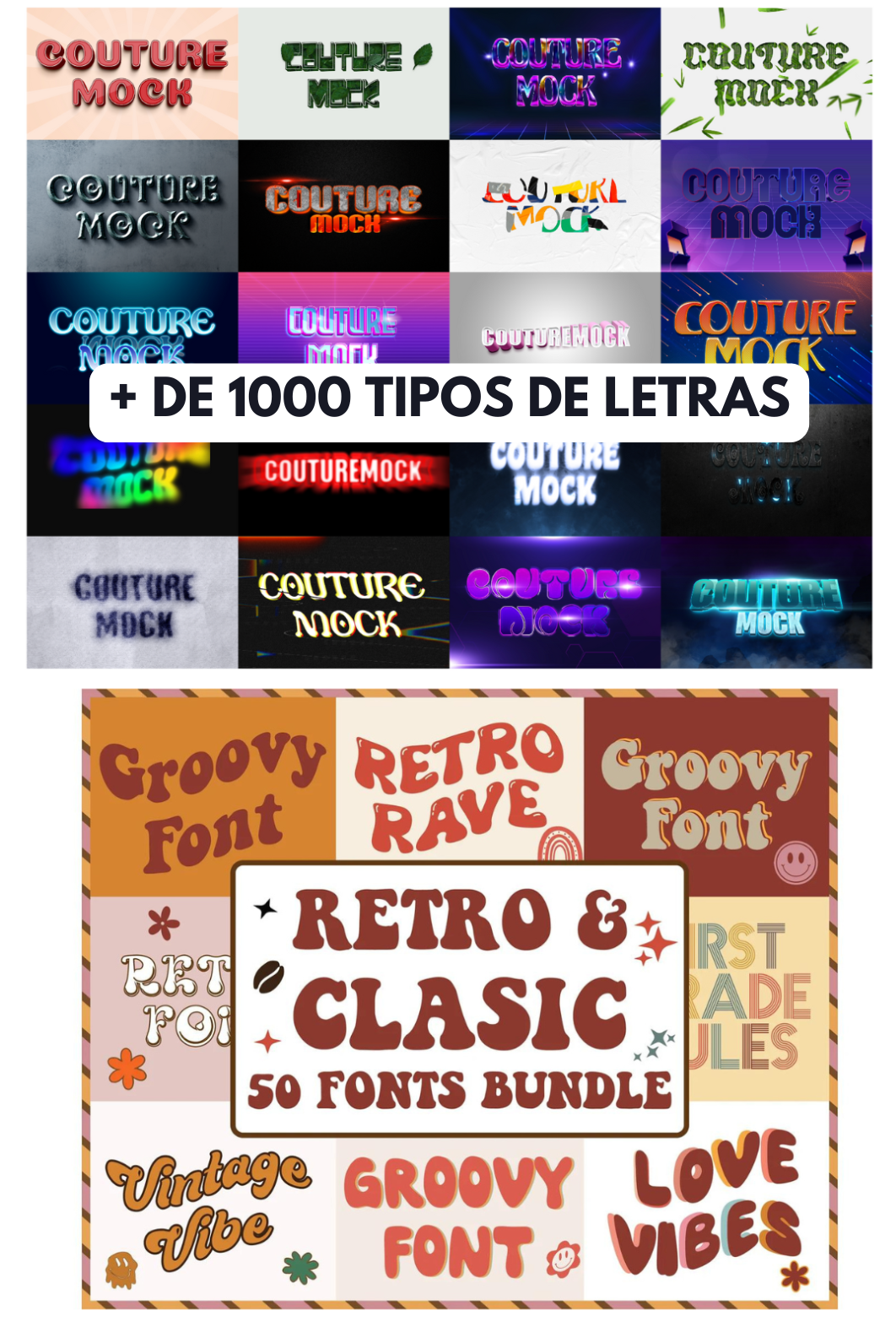 + 3000 DISEÑOS GRAFICOS PERSONALIZABLES PARA TU MARCA DE ROPA, + 1000 EFECTOS DE LETRAS PERSONALIZABLES, + 30 YK2 LOGO TEMPLATE (PERSONALIZA TU LOGO)