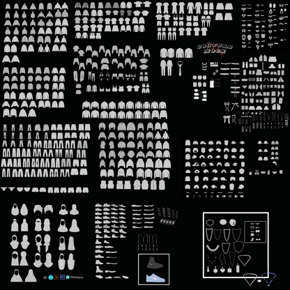 MEGA PACK! + 500 CLOTHING AND ACCESSORY VECTOR MOCKUPS + (POCKETS, COLLARS, HOODS...) + TUTORIALS! 95 3D MOCKUPS AND 2 MANNEQUINS, TECH PACK WITH A GUIDE, OVER 3000 MANUFACTURERS WORLDWIDE! NEW DESIGNS ADDED MONTHLY!