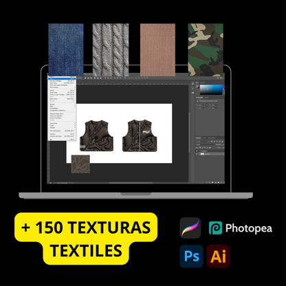 + 150 TEXTURAS TEXTILES COMPATIBLE CON PHOTOSHOP, PHOTOPEA, ILLUSTRATOR, PROCREATE.. CADA MES SE AÑADEN NUEVAS TEXTURAS