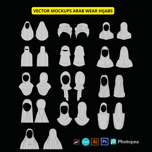 VECTOR MOCKUPS ARAB WEAR HIJABS